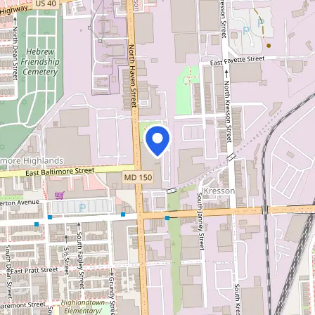 Map showing the location of Prometric Test Center in Baltimore