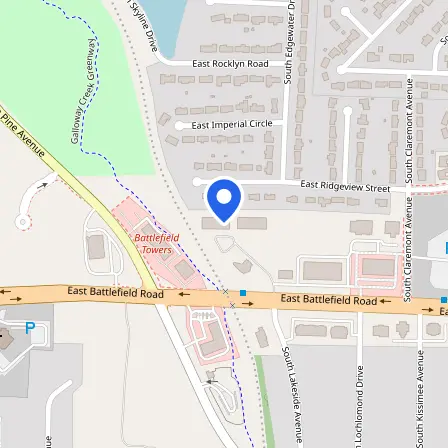 Map showing the location of Pearson Professional Center in Springfield