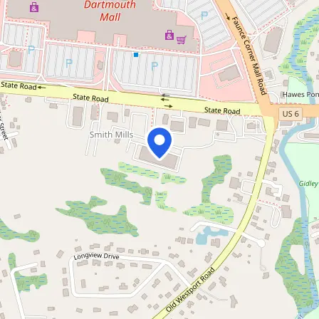 Map showing the location of Pearson VUE Test Center in Dartmouth