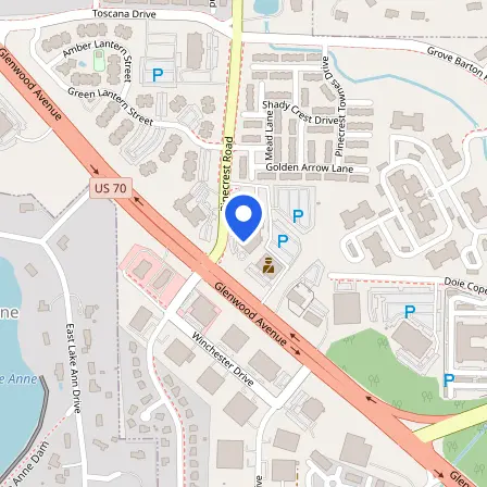 Map showing the location of Pearson Professional Center in Raleigh