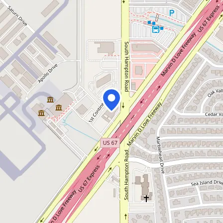 Map showing the location of Pearson Professional Center - Dallas in Dallas