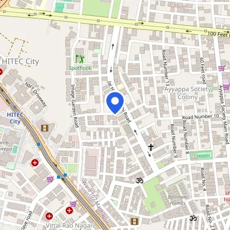 Map showing the location of Pearson exam center in Hyderabad