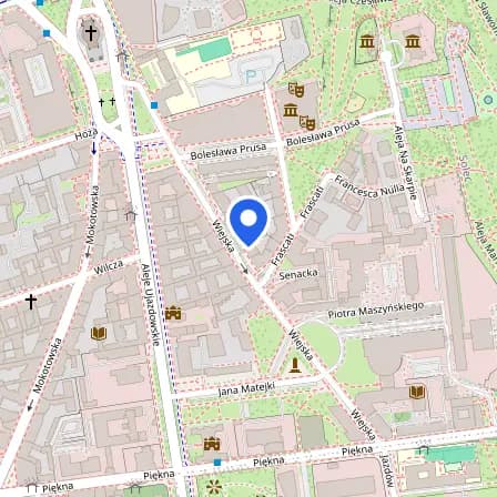 Map showing the location of Pearson test in Warsaw