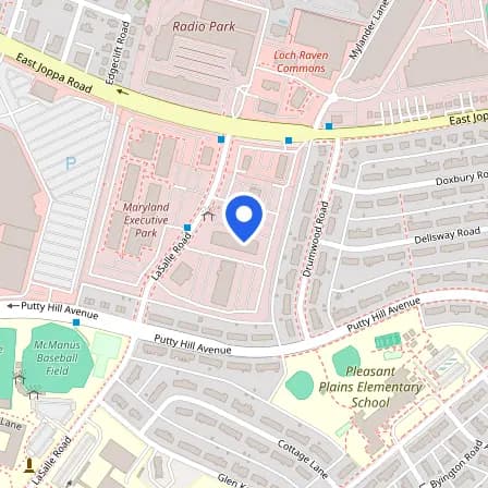 Map showing the location of Prometric Test Center in Baltimore