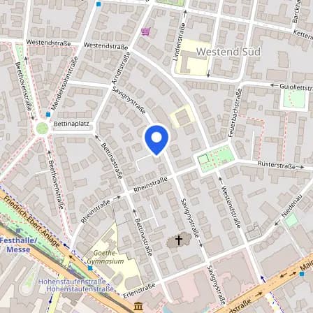 Map showing the location of Pearson Vue Test Center in Frankfurt