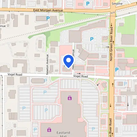 Map showing the location of Pearson Professional Centers-Evansville IN in Evansville