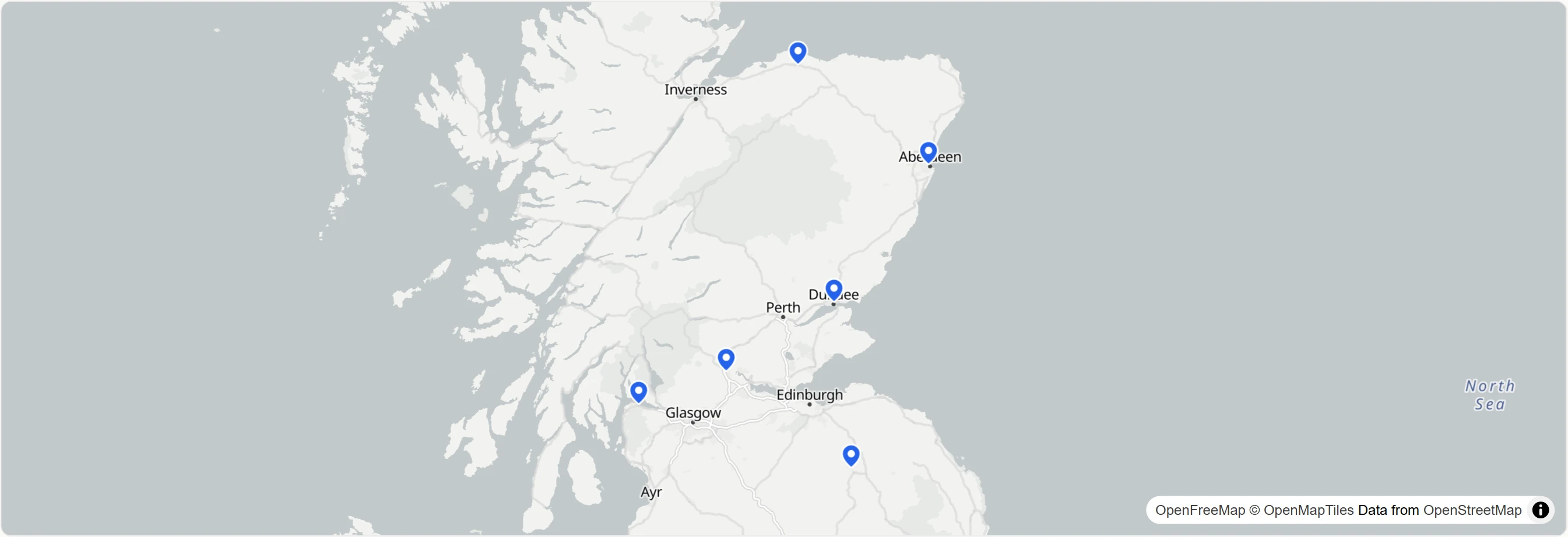 Map showing test center locations. Click to interact.