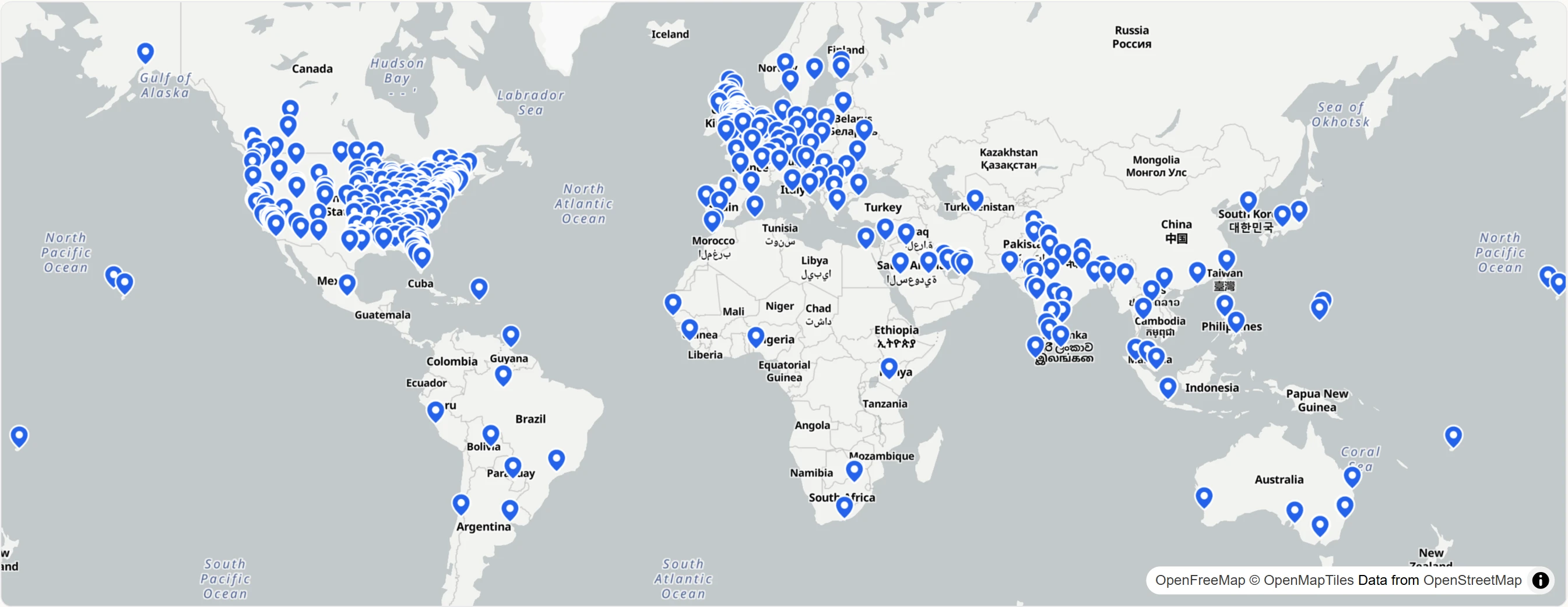 Map showing test center locations. Click to interact.