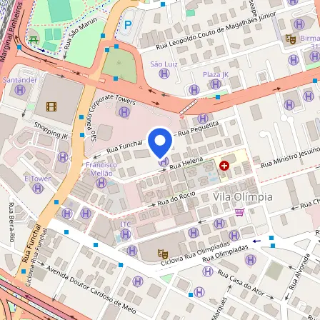 Map showing the location of Pearson Professional Centers in São Paulo