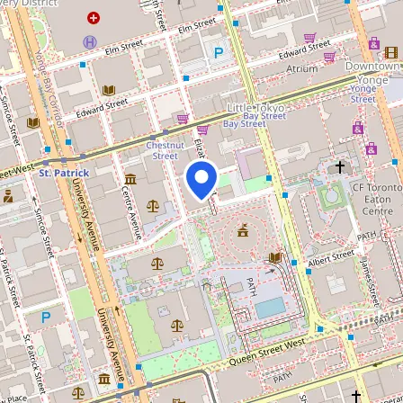 Map showing the location of BITTS University of Toronto IELTS Test Venue in Toronto
