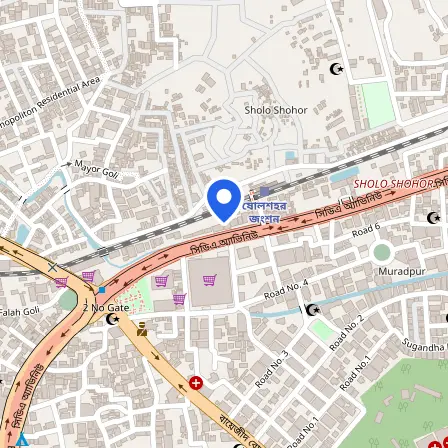 Map showing the location of Pearson VUE Testing Center in Chattogram