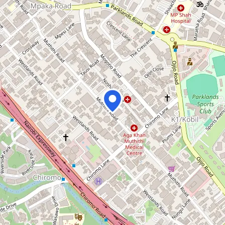 Map showing the location of IDP IELTS Test Centre, Kenya in Nairobi
