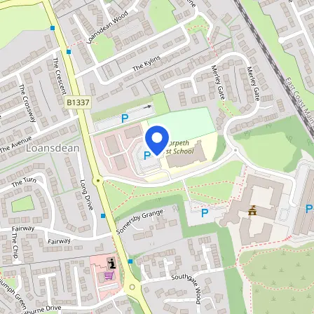 Map showing the location of Pearson Vue in Morpeth