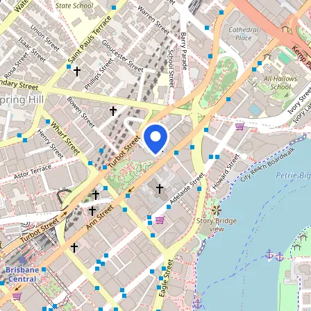 Map showing the location of Navitas English Test Centre Brisbane in Brisbane
