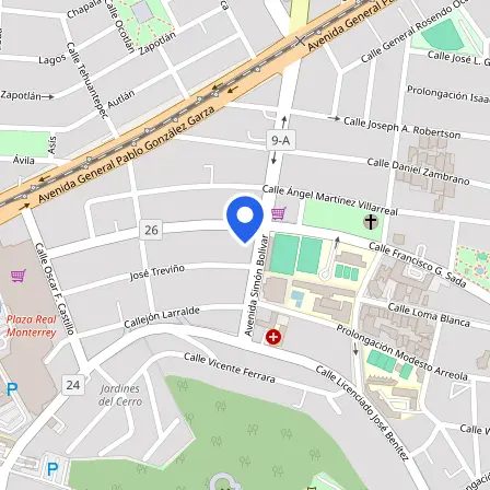 Map showing the location of Examen IELTS in Monterrey