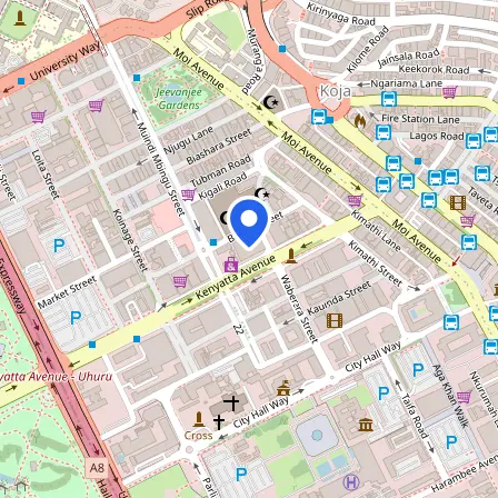 Map showing the location of Prometric Test Center in Nairobi