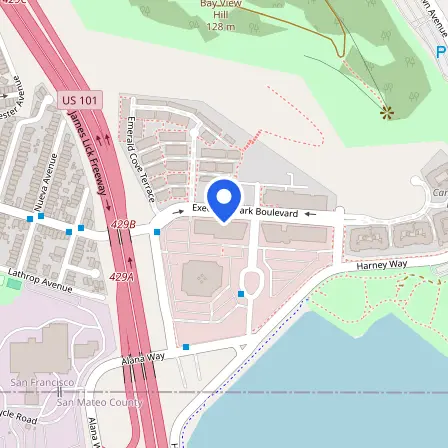 Map showing the location of PSI Testing Center in San Francisco