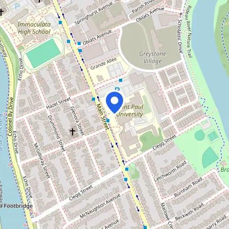 Map showing the location of BITTS St. Paul University Ottawa IELTS Test Venue in Ottawa