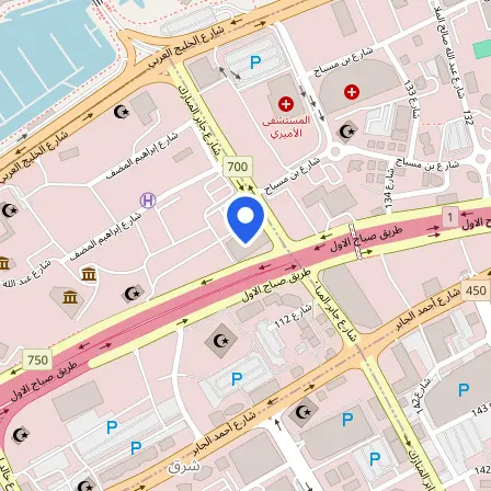 Map showing the location of ULA Center in Kuwait City