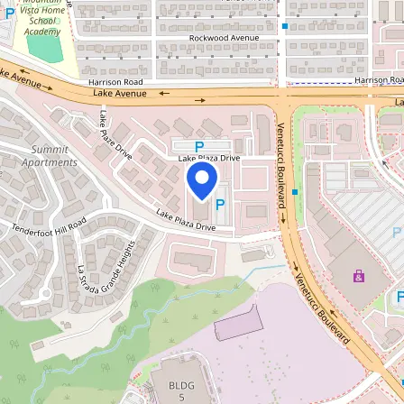 Map showing the location of Pearson VUE Test Center in Colorado Springs