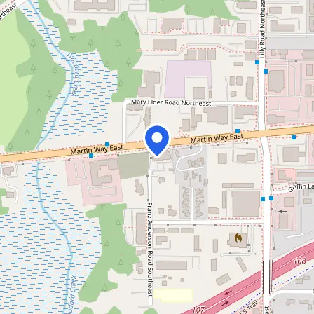 Map showing the location of Psi Test Center in Olympia