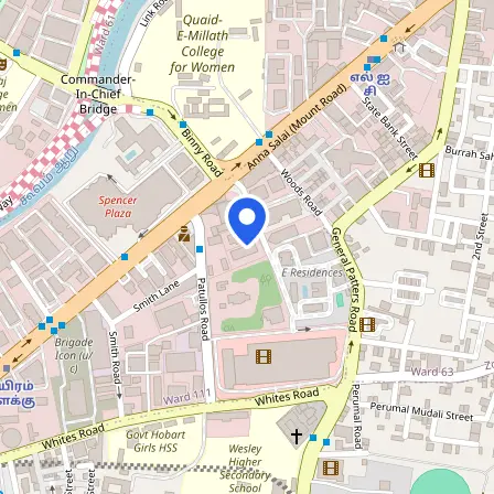 Map showing the location of Pearson Professional Centers Chennai in Chennai