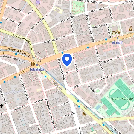 Map showing the location of Prometric Test Center in Santiago