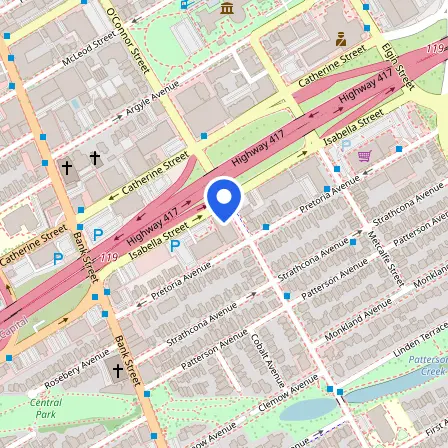 Map showing the location of BITTS Ottawa IELTS Test Centre in Ottawa