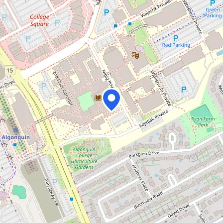 Map showing the location of Algonquin College Test Centre in Ottawa
