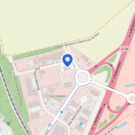 Map showing the location of Centre D'examen Fr128 Anglais in Reims
