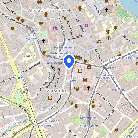 Map showing the location of Swiss Exams in Basel