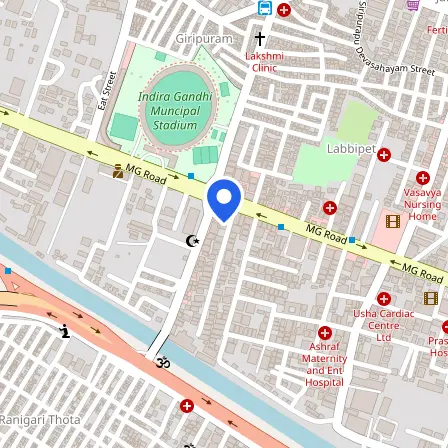 Map showing the location of Pearson VUE Test Center in Vijayawada