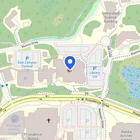 Map showing the location of UAA Testing Center in Anchorage