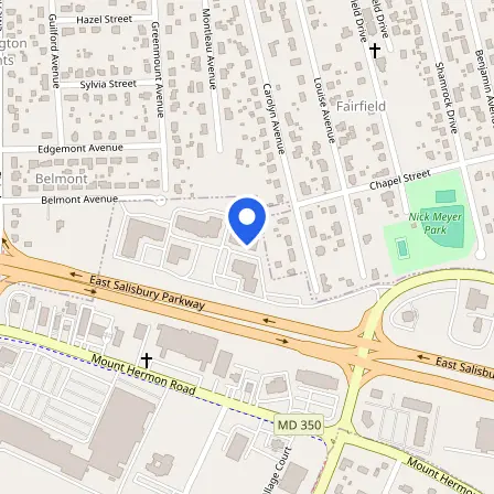 Map showing the location of Prometric Test Center in Salisbury