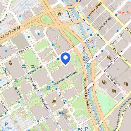 Map showing the location of ESL Academy, University of Colorado Denver in Denver