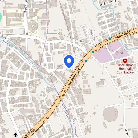 Map showing the location of IELTS IDP India in Coimbatore