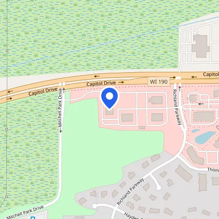 Map showing the location of Prometric Test Center in Brookfield