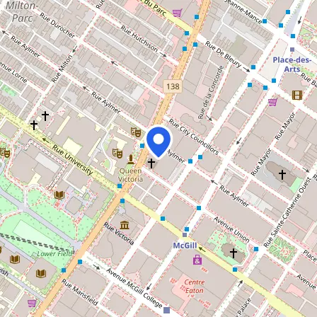 Map showing the location of ILSC Montreal English Language School in Montreal