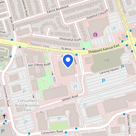 Map showing the location of Pearson VUE Professional Centre in Toronto