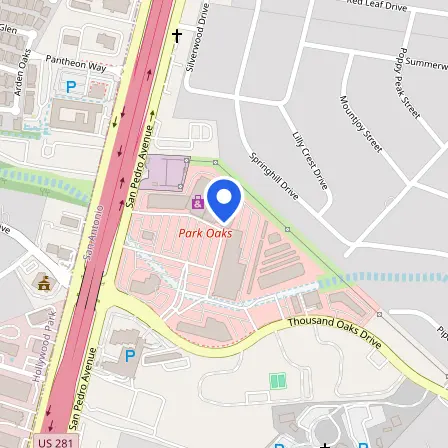 Map showing the location of Prometric Test Center in San Antonio