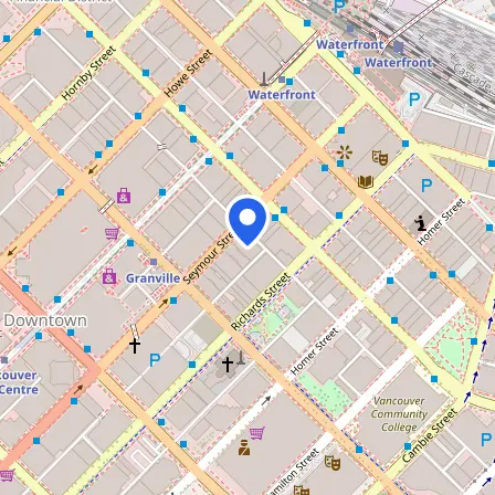 Map showing the location of ILSC IELTS Test Center (Vancouver) in Vancouver