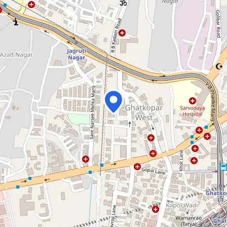 Map showing the location of Prometric Testing Center - Ghatkopar in Mumbai