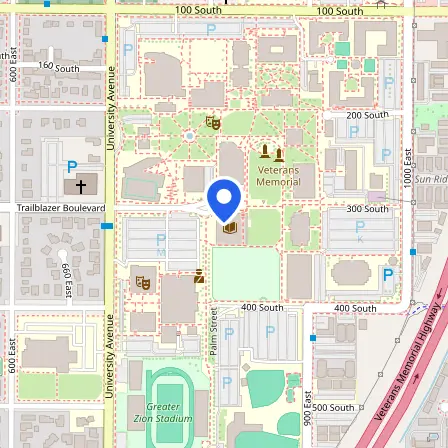 Map showing the location of Utah Tech Testing Center in St. George