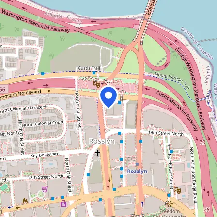 Map showing the location of IELTS Test Center in Arlington