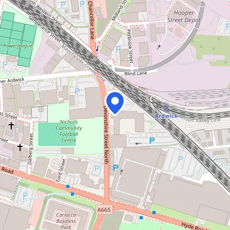 Map showing the location of Pearson Professional Centre - Manchester in Manchester