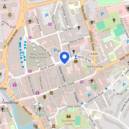 Map showing the location of Pearson Professional Centre in Guildford