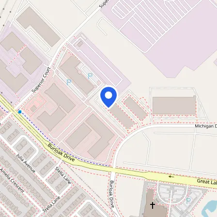 Map showing the location of Pearson Professional Centre in Oakville
