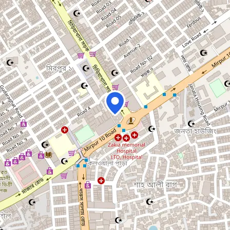 Map showing the location of Nazrul IELTS in Dhaka