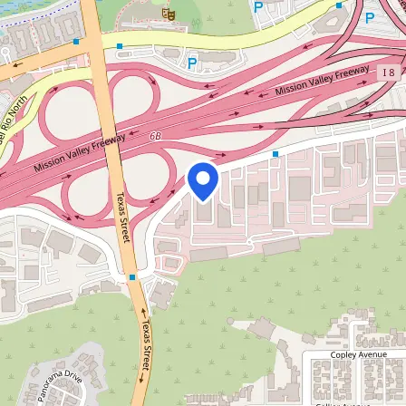 Map showing the location of INX Test Center in San Diego