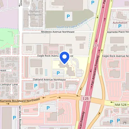 Map showing the location of CNM Ingenuity Industry Testing in Albuquerque